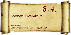 Boczor Avenár névjegykártya